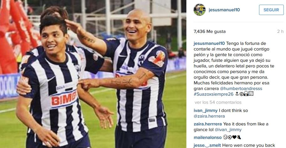 Jesús 'Tecatito' Corona envió un mensaje a Humberto Suazo