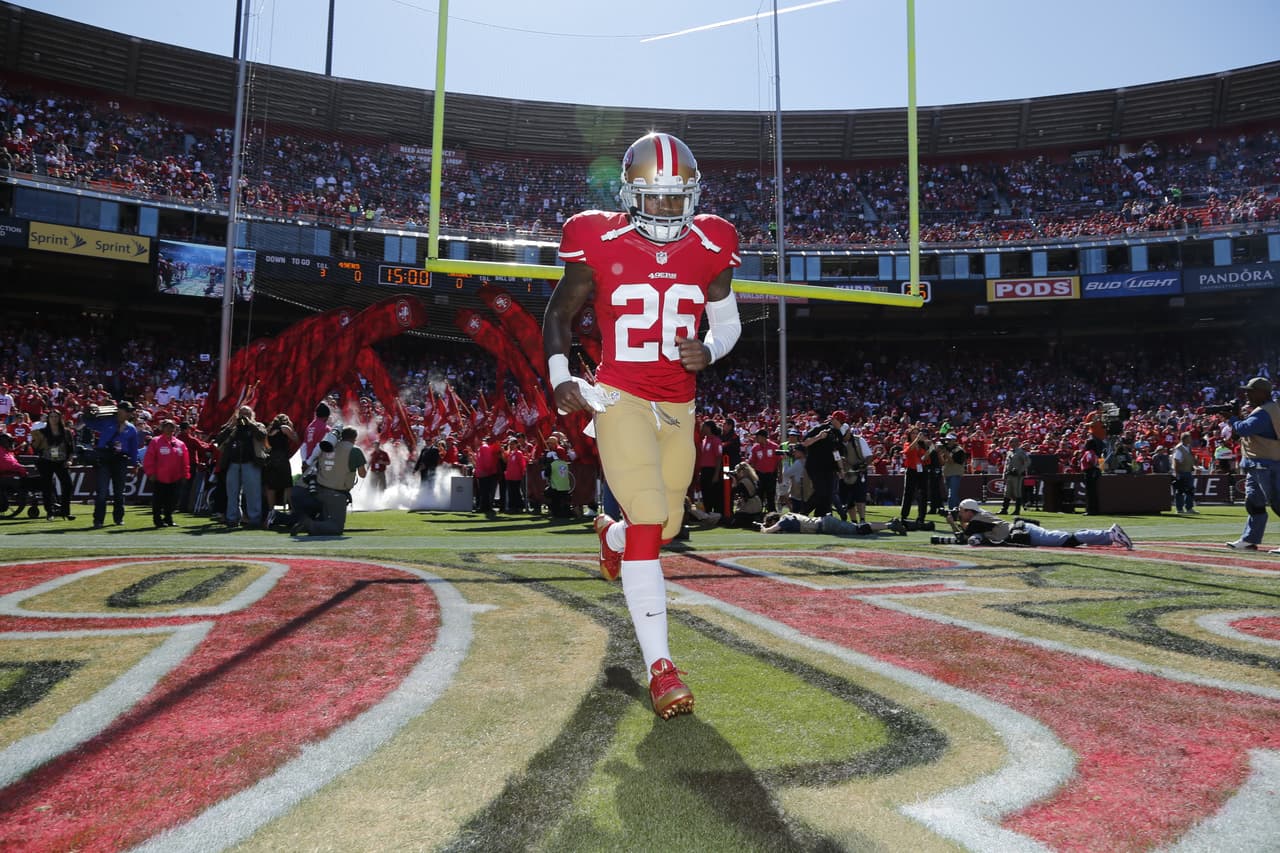 San Francisco 49ers defensive back Tramaine Brock (26) during an NFL regular season game against the Arizona Cardinals on Sunday, Oct. 13, 2013 in San Francisco. The 49ers won the game, 32-20. (AP Photo/Ric Tapia)