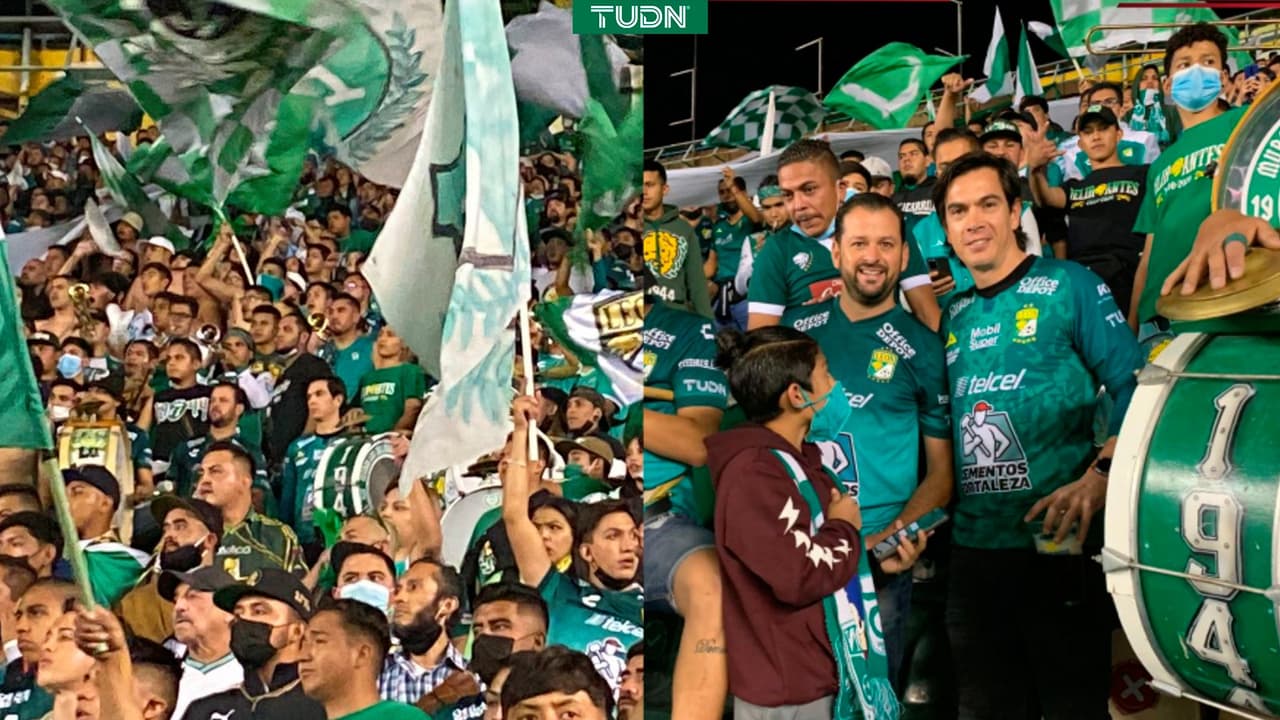 Nacho González apoya a León en la porra durante la Final