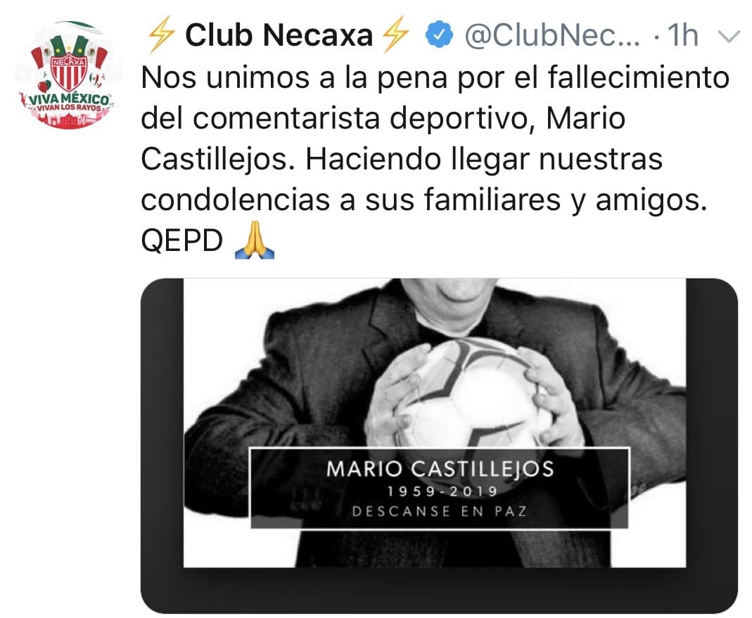 Los clubes de la Liga MX, se unieron para darle el pésame a la familia de Mario Castillejos, quién falleció este miércoles 18 de septiembre.