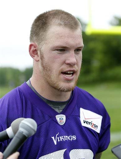 El tight end Kyle Rudolph sorprendido por los medios (AP-NFL).