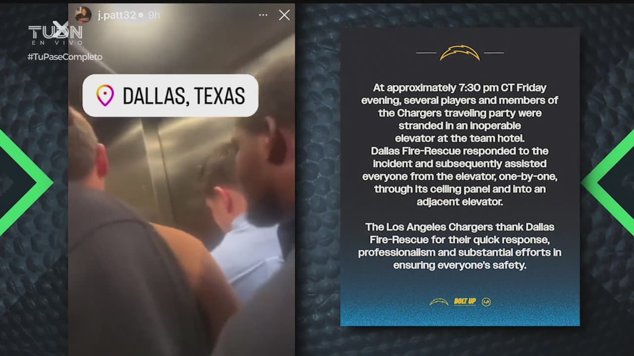 Jugadores de Chargers quedan atrapados en elevador por dos horas