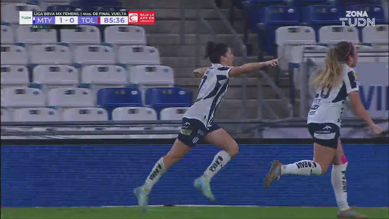 ¡Gol de Rayadas! Lu García cierra la pinza para el 1-0 ante Toluca