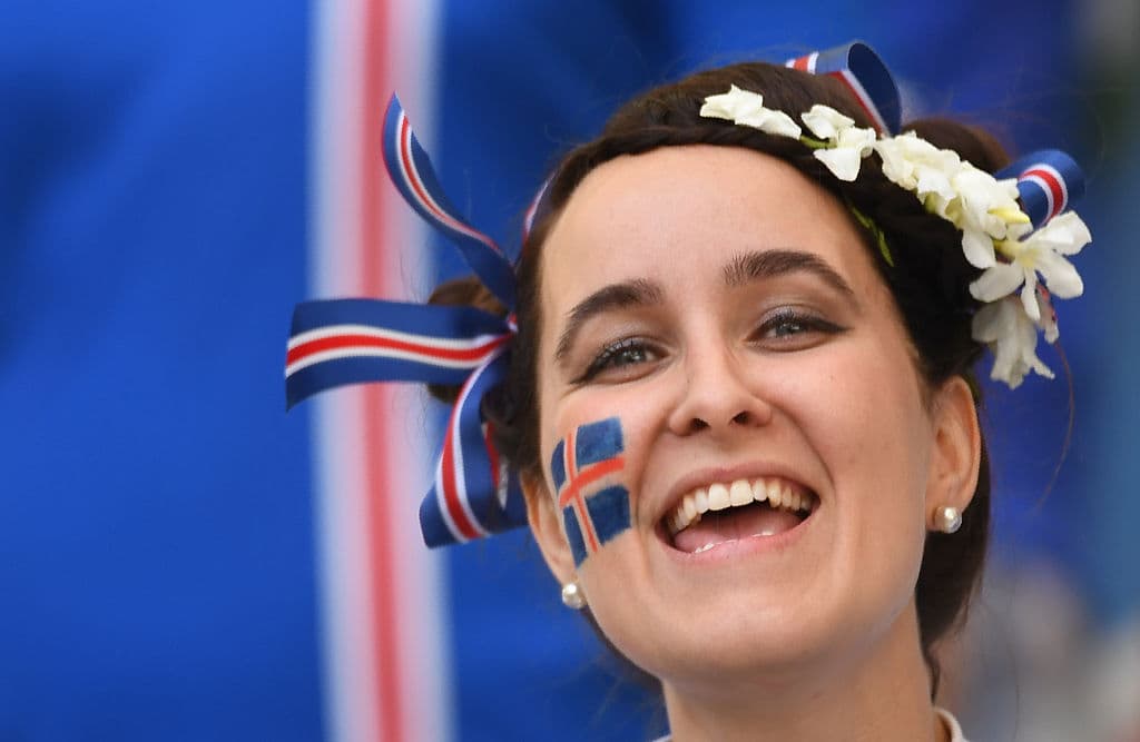 An Iceland's supporter is pictured ahead of the Euro 2016 group F football match between Iceland and Hungary at the Stade Velodrome in Marseille on June 18, 2016. / AFP / BORIS HORVAT (Photo credit should read BORIS HORVAT/AFP/Getty Images)