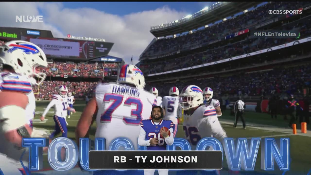 ¡Por el centro! Ty Johnson llega a la zona de touchdown para los Bills