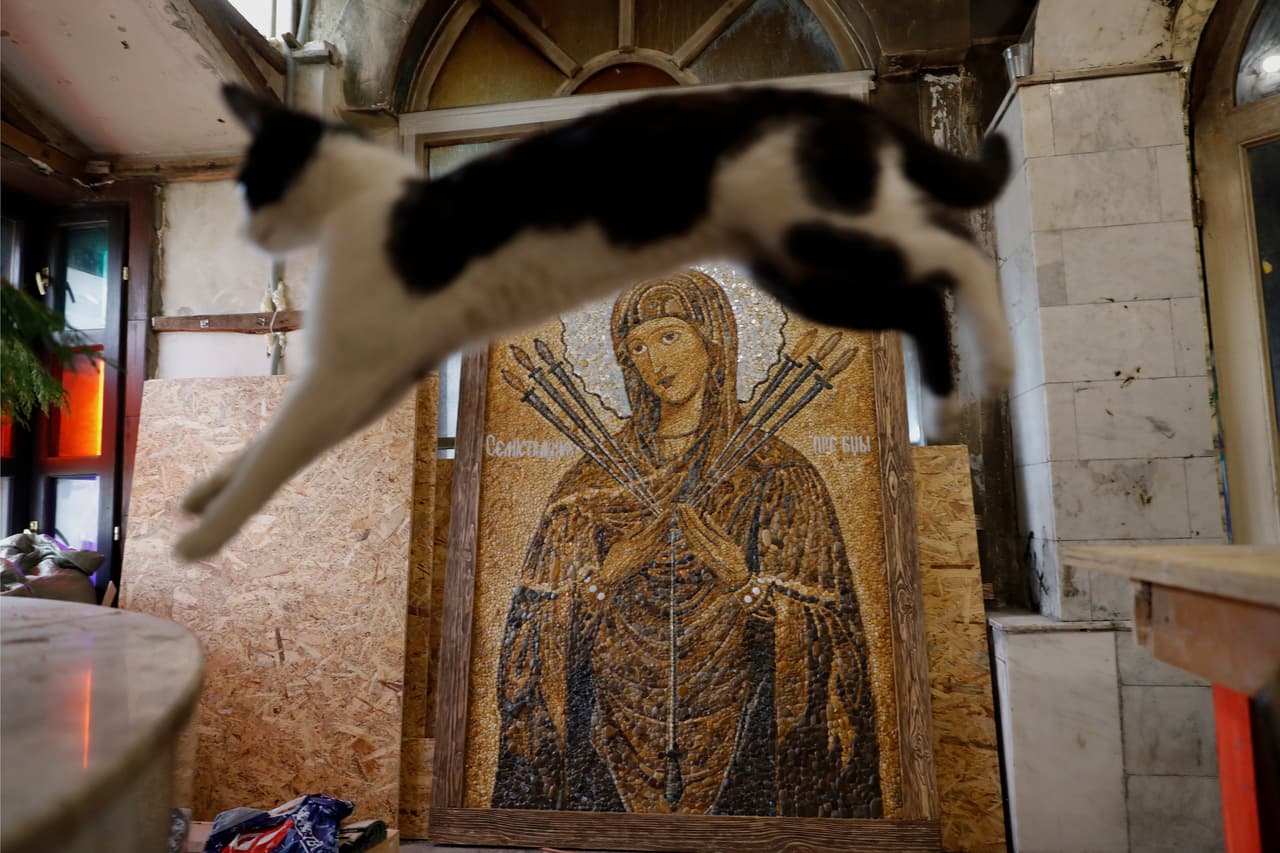 Normalmente los mosaicos son de motivos religiosos, pero en esta ocasión se pusieron en sintonía con la fiesta del fútbol.