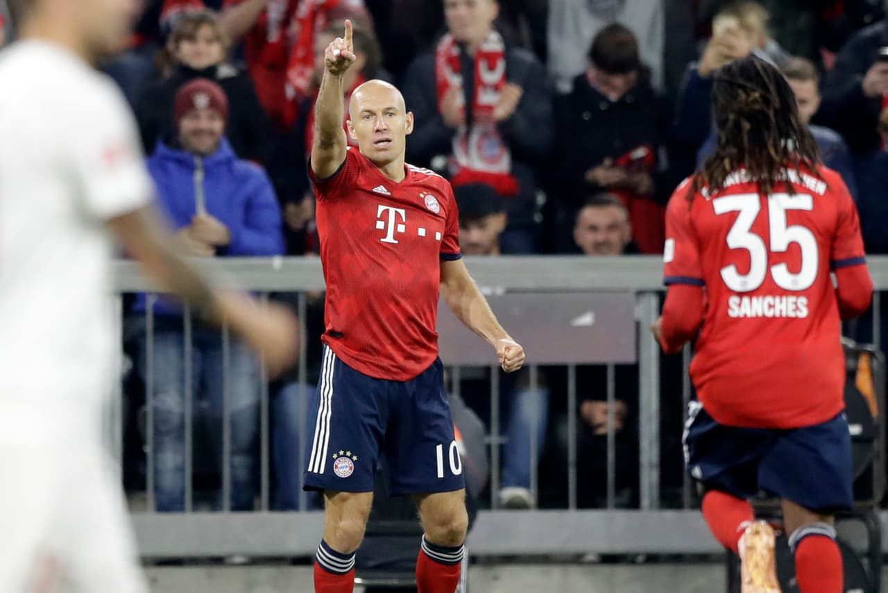 El holandés Arjen Robben aprovechó un pase de Sege Gnabry para poner el 1-0 al minuto 3 del segundo tiempo.