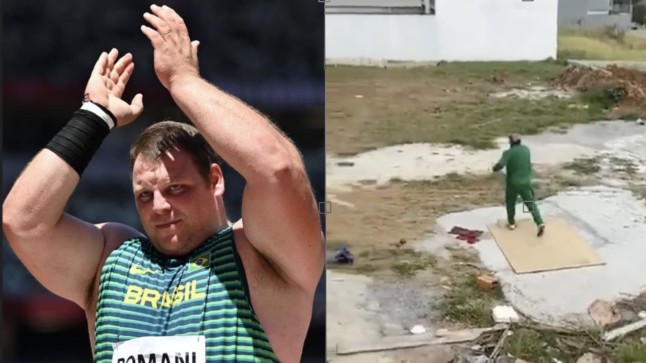 Lanzador de bala brasileño en Tokyo 2020 entrenaba en un terreno baldío