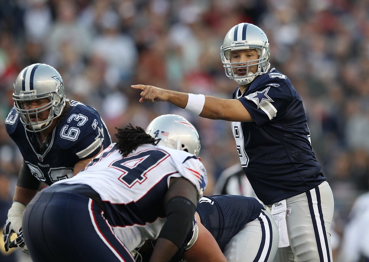 <b>11. Dallas Cowboys (16 quarterbacks):</b>
<br>Ryan Leaf, Anthony Wright, Chad Hutchinson, Quincy Carter, Drew Henson, Vinny Testaverde, Drew Bledsoe, Brad Johnson, Stephen McGee, Jon Kitna, Kyle Orton, Kellen Moore, Brandon Weeden, Matt Cassel, Tony Romo, Dak Prescott.