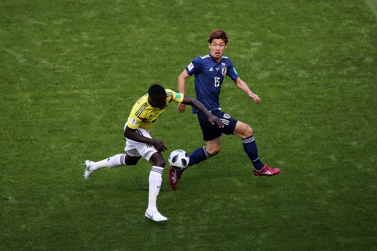 Yuya Osako aprovechó para llegar y encarar al arquero colombiano David Ospina para rematar y que luego de ese tiro Shinji Kagawa volviera a disparar a puerta cafetera.