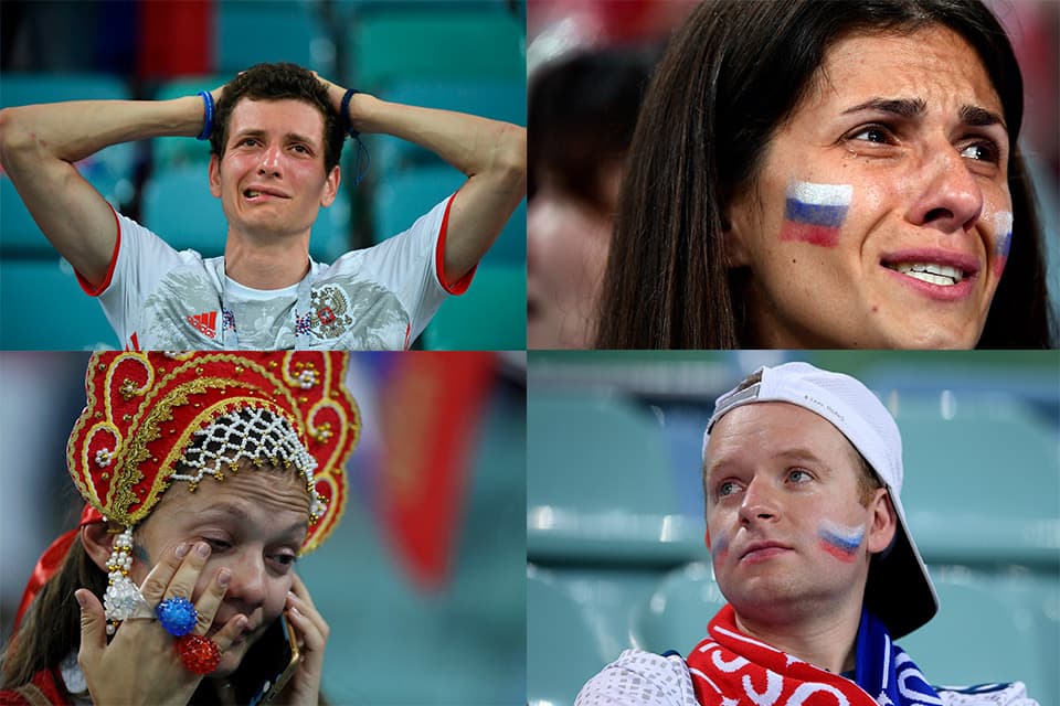 Los aficionados de la Selección de Rusia sintieron el dolor por la eliminación en la lotería desde el punto penal a manos de Croacia este sábado en Sochi.