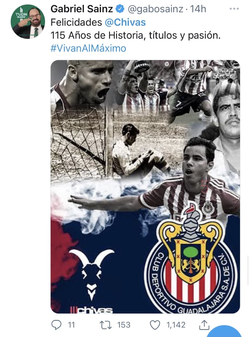 Llueven felicitaciones a Chivas por su cumpleaños número 115.