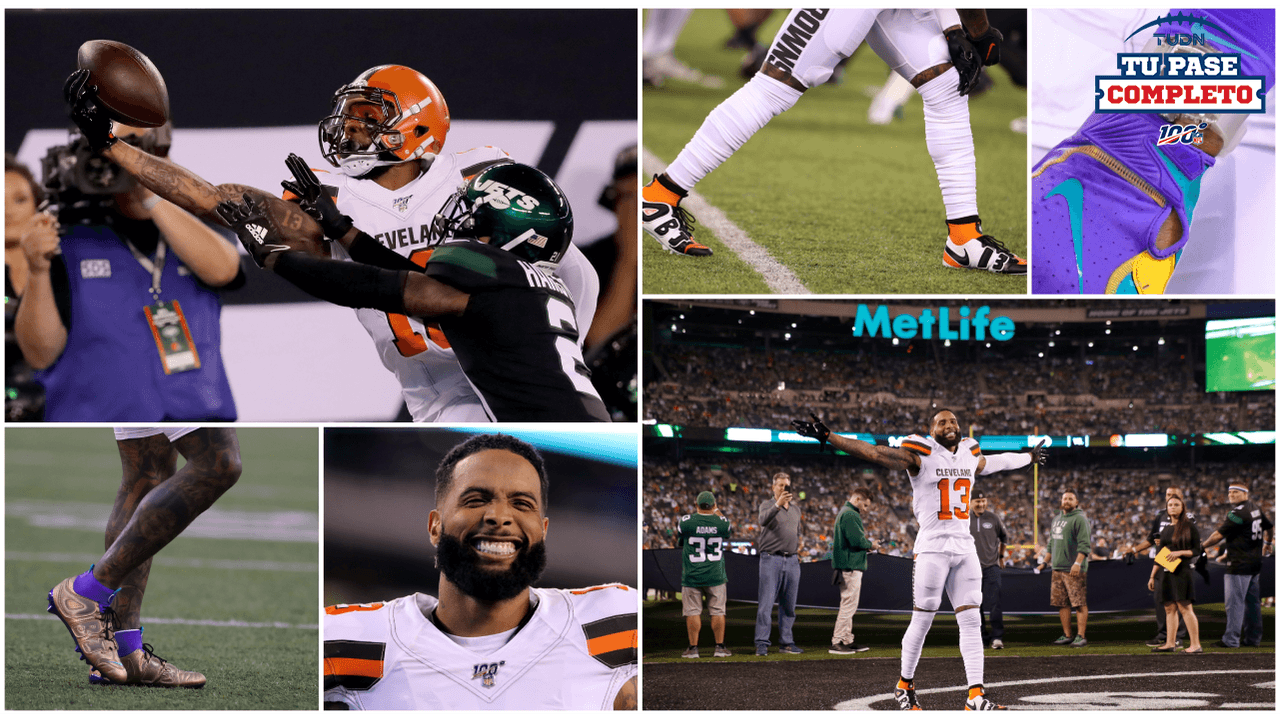 El receptor de los Cleveland Browns volvió a Metlife Stadium y se lució con cada acción, incluso con los accesorios que ocupó antes y durante el partido.