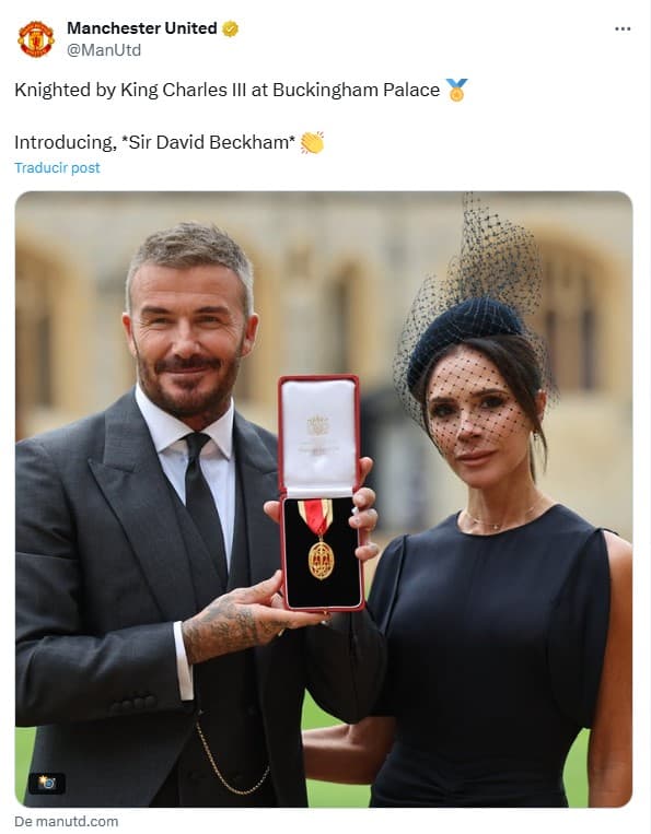 El Manchester United, equipo en el que debutó David Beckham en 1992 y militó hasta el 2003, lo felicitó a través de sus redes sociales.