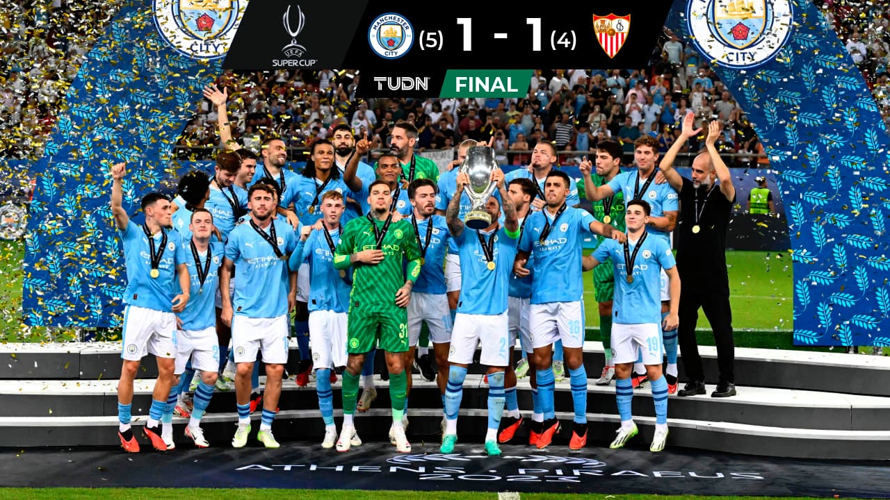 Manchester City gana en penales la Supercopa de Europa a Sevilla