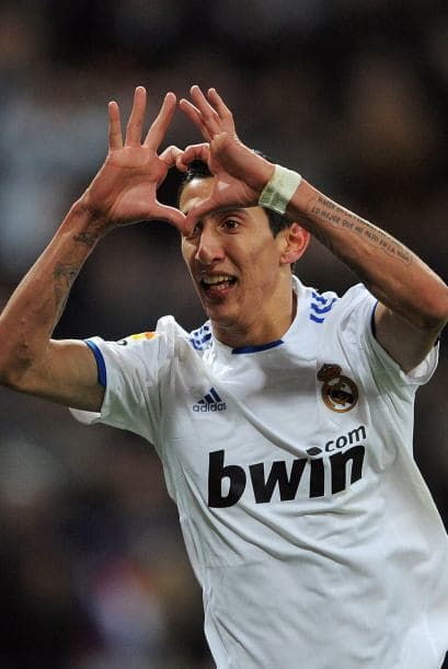 El argentino Angel Di María se unió a la fiesta en el Bernabéu.