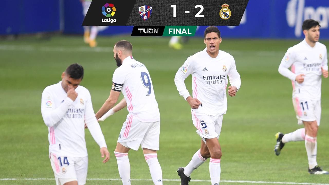 Doblete de Varane y Real Madrid le gana a Huesca