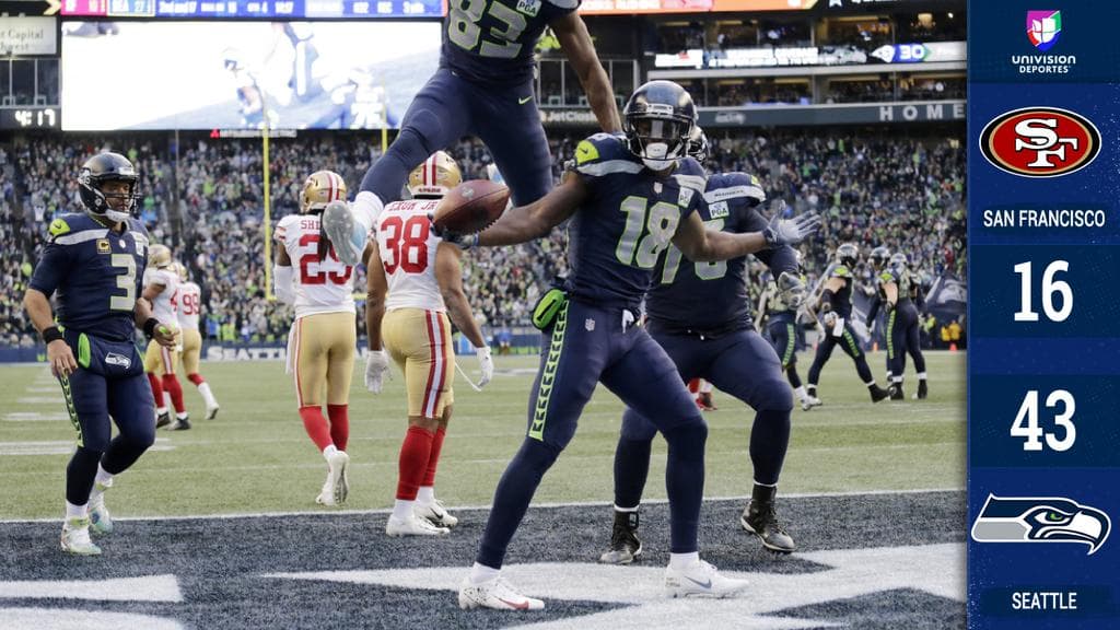 <b>San Francisco 16-43 Seattle</b>. Russell Wilson se lució con cuatro pases de anotación en el triunfo que pone a los Seahawks (7-5) en carrera franca para conseguir un boleto de Playoffs.
