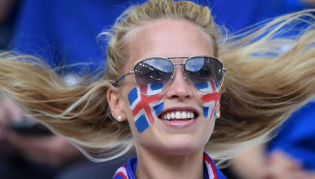 An Iceland's supporter is pictured ahead of the Euro 2016 group F football match between Iceland and Hungary at the Stade Velodrome in Marseille on June 18, 2016. / AFP / BORIS HORVAT (Photo credit should read BORIS HORVAT/AFP/Getty Images)