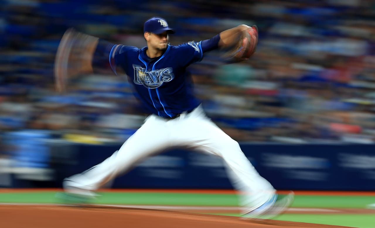 Pitcher. Charlie Morton, de los Oakland Athletics, es uno de los candidatos al Cy Young este año.