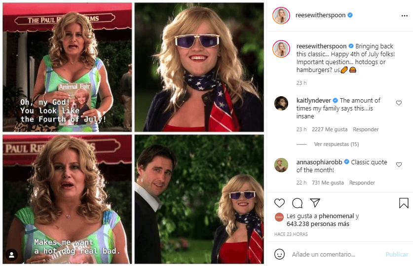 Reese Witherspoon recordó su papel de Elle Woods en 'Legally Blond'.