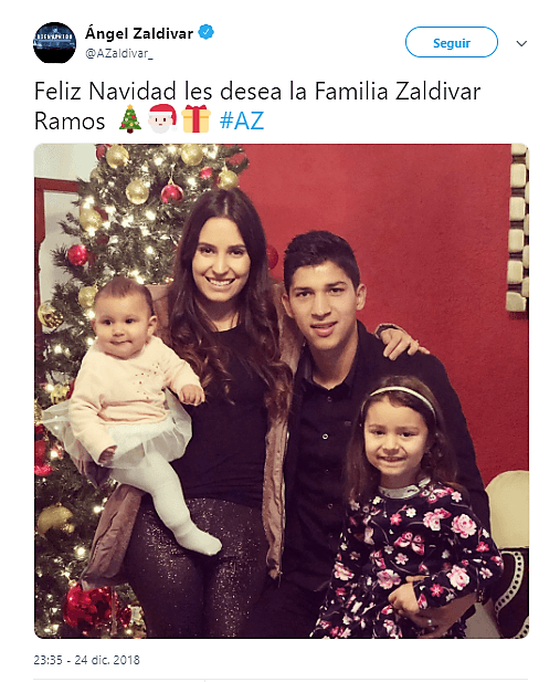 El nuevo refuerzo de los Rayados del Monterrey, Ángel Zaldívar, en compañía de su familia y con mucha ilusión viviendo esta Navidad.