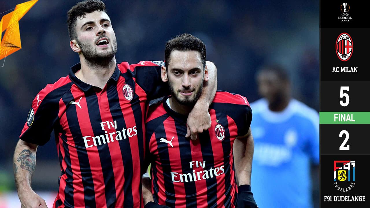 Milan sufrió, remontó y terminó goleando al Dudelange