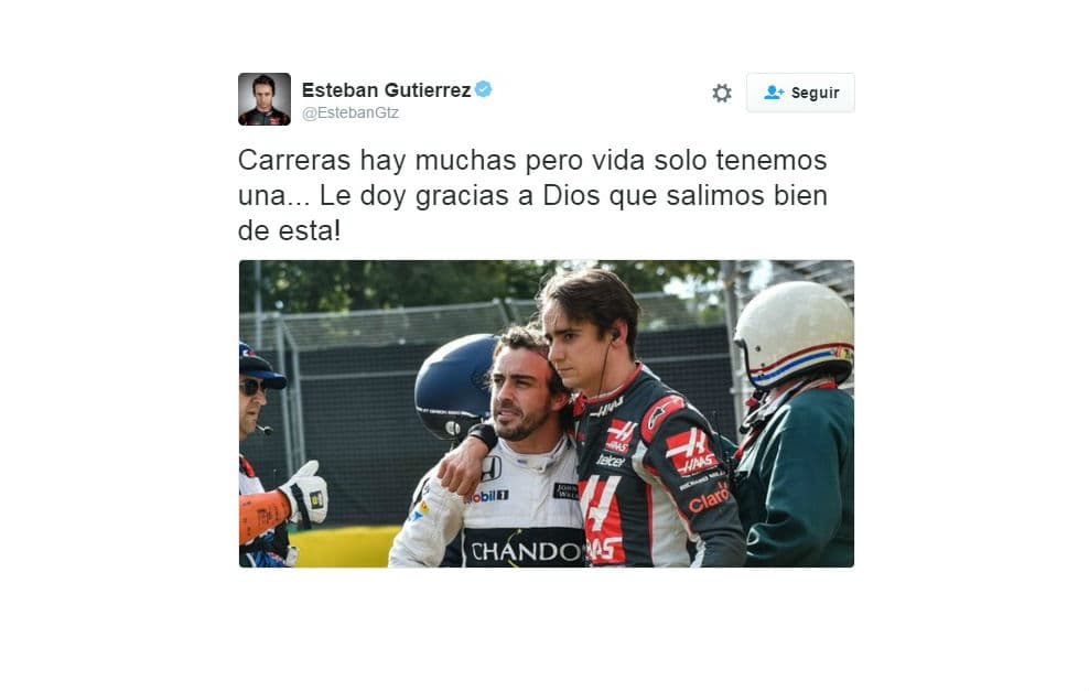 Esteban Gutiérrez agradeció salir bien después de aparatoso accidente