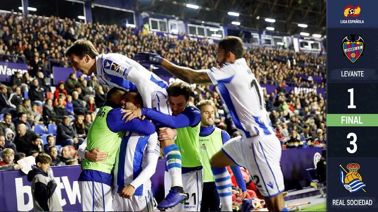 Héctor Moreno y la Real Sociedad se llevan un triunfo con remontada al Levante
