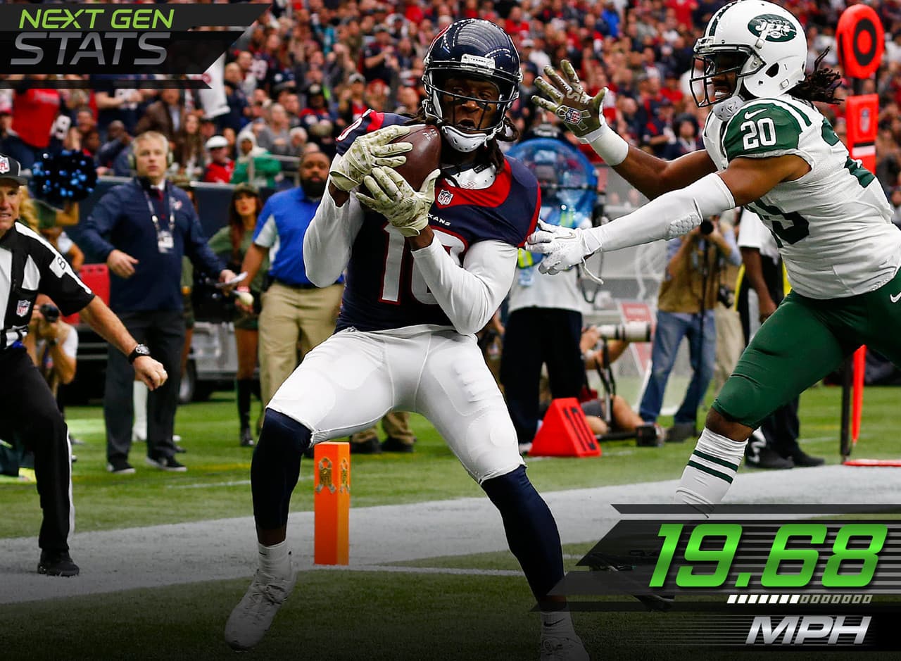 9.- El veloz DeAndre.- DeAndre Hopkins registró una de las diez velocidades más altas para un jugador que consiguió un touchdown por primera vez desde la semana 6 (19.68 millas por hora), y su primera vez entre los mejores cinco en toda la campaña. Además solo recorrió 1.29 yardas por yarda recibida ganada. Su promedió en la temporada era de 1.87 yardas.