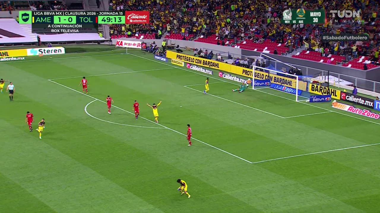 ¡GOL!  anota para América. Brian Rodríguez
