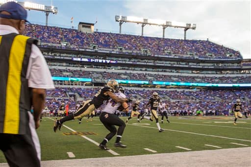 Los Ravens ganaron en casa derrotando a los Saints 30-27.