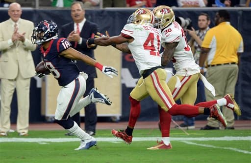Brian Hoyer lanzó un pase de TD de 58 yardas a Cecil Shorts III.