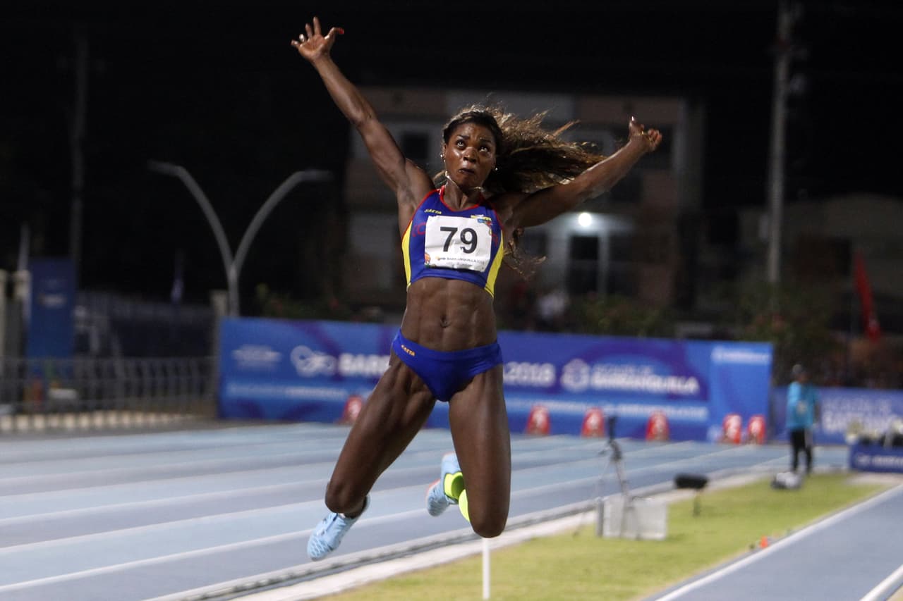 La colombiana Caterine Ibargüen se colgó la medalla de oro de la prueba de salto de longitud de los Juegos Centroamericanos y del Caribe en Barranquilla.