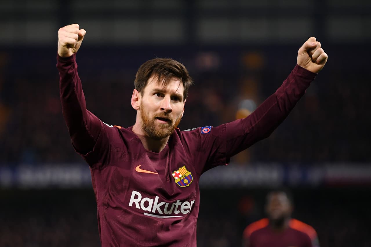 Messi celebra el gol que empató el encuentro en Stamford Bridge.