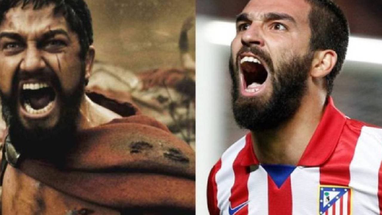 Arda Turan y Gerard Butler | La etapa rojiblanca del turco y la película 300, no regalaron uno de los parecidos más asombrosos entre el cine y el futbol. En redes sociales, Turan fue ‘El Leónidas Rojiblanco’.