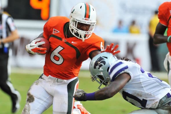 4. Lamar Miller - Miami (Florida) - Edad 20 años - Estatura 1.80 m (5'11") - Peso 96 kg (212 lb)