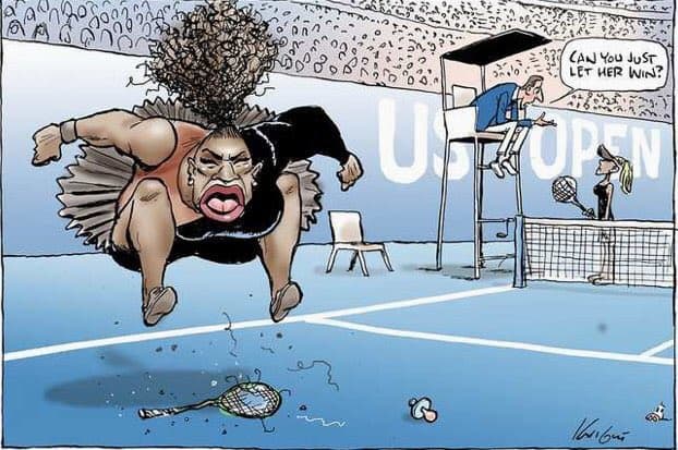 Critican a un caricaturista por dibujo "racista" de Serena Williams