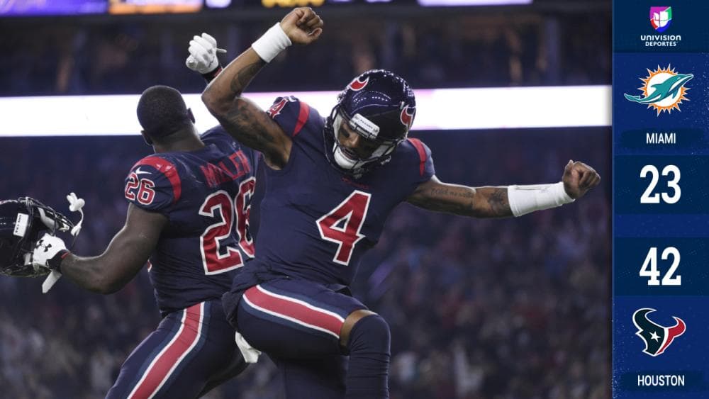 En completa noche de inspiración, DeShaun Watson lanzó cinco pases de anotación para ayudar a sus Texans a seguir al rojo vivo, sumando cinco ganados en fila.