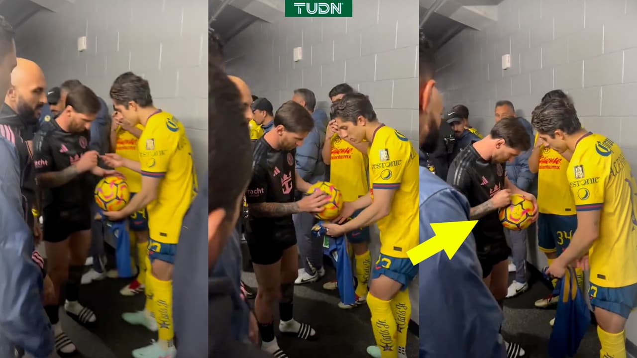 ¡Hasta su balón llevó! Mediocampista del América pide autógrafo a Messi