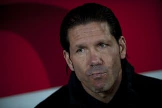 Así quedó Simeone al final del partido contra Almería.