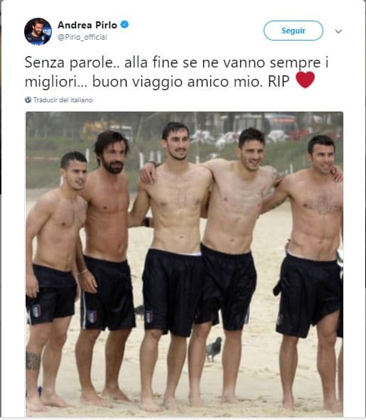 Andrea Pirlo: Sin palabras... al final siempre se van los mejores... buen viaje amigo mío. RIP