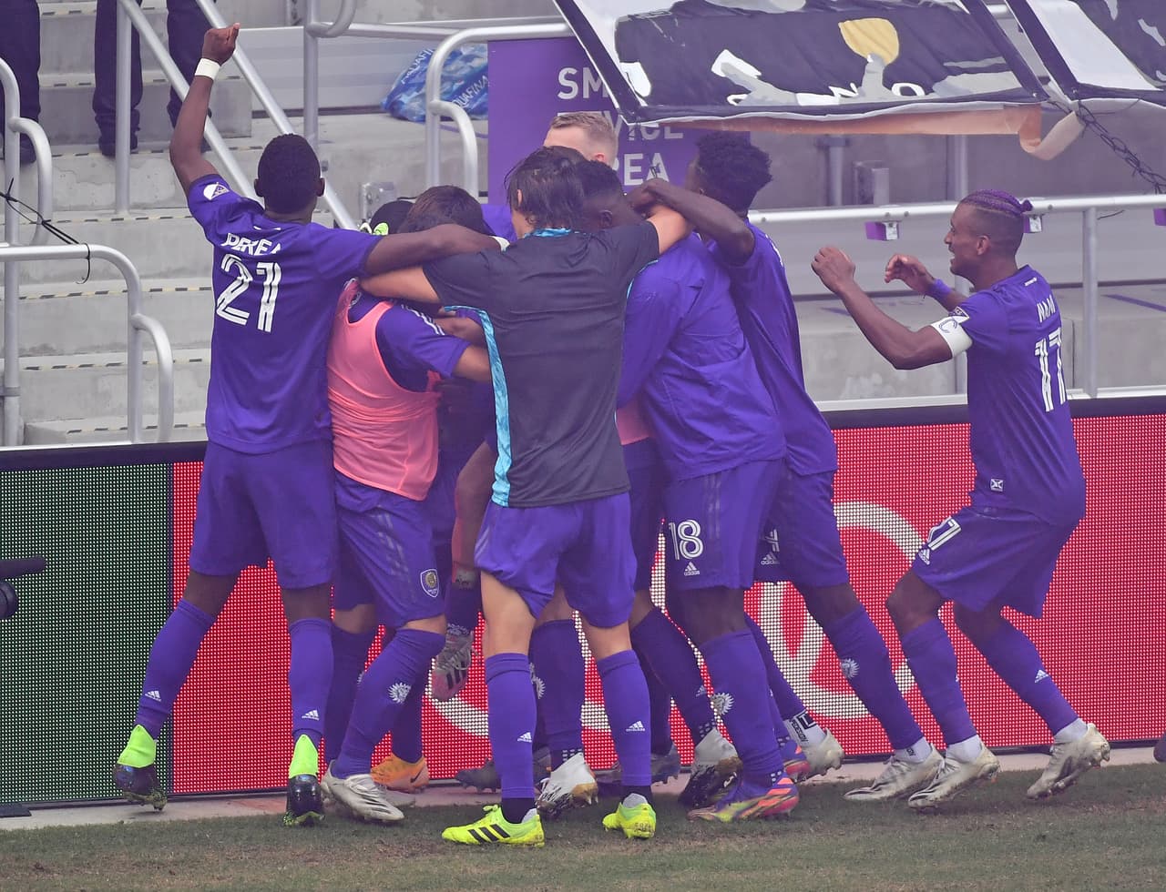 El festejo de los jugadores de Orlando City SC.