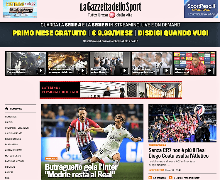 <i>La Gazzetta dello Sport</i>, de Italia, destaca que sin Cristiano Ronaldo el Real Madrid empieza a sufrir.