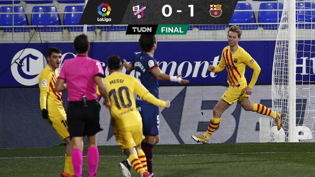 Barcelona vence al sotanero Huesca con gol de De Jong