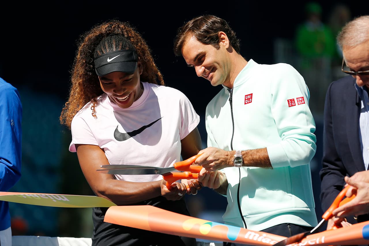 Roger Federer, Novak Djokovic, Serena Williams y Naomi Osaka fueron protagonistas en el Hard Rock Stadium en la ceremonia de inauguración del Miami Open, segundo Masters 1000 de la temporada.