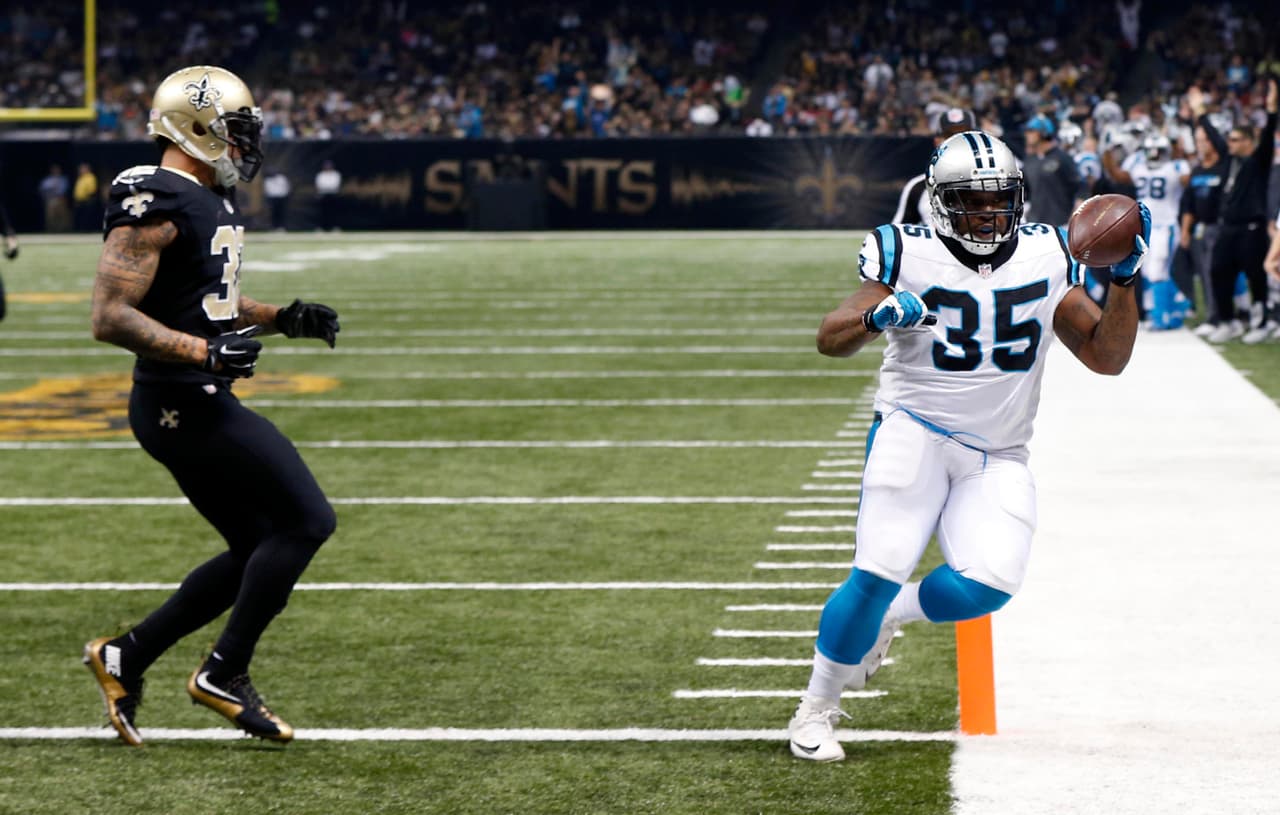 Los Carolina Panthers vencieron 41 - 38 a los New Orleans Saints para llegar a 12 - 0 invictos como campeones de la División Sur de la Conferencia Nacional.