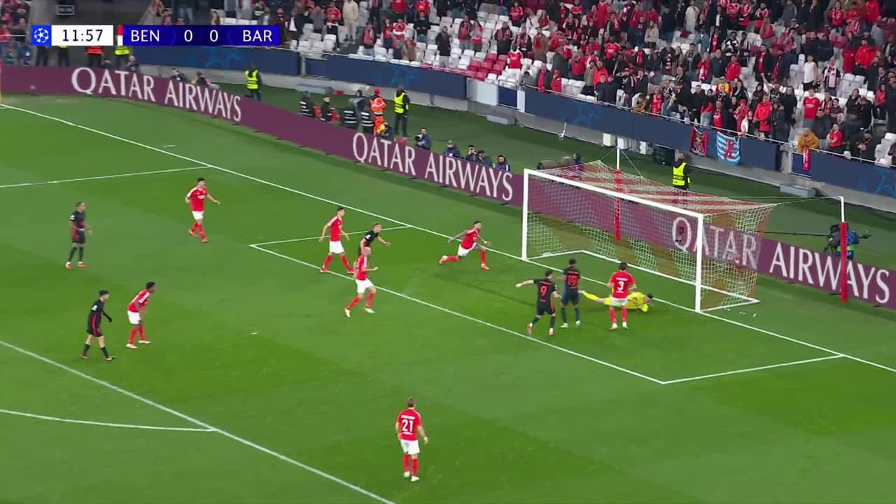 ¡TIRO ATAJADO! disparo por Lamine Yamal.