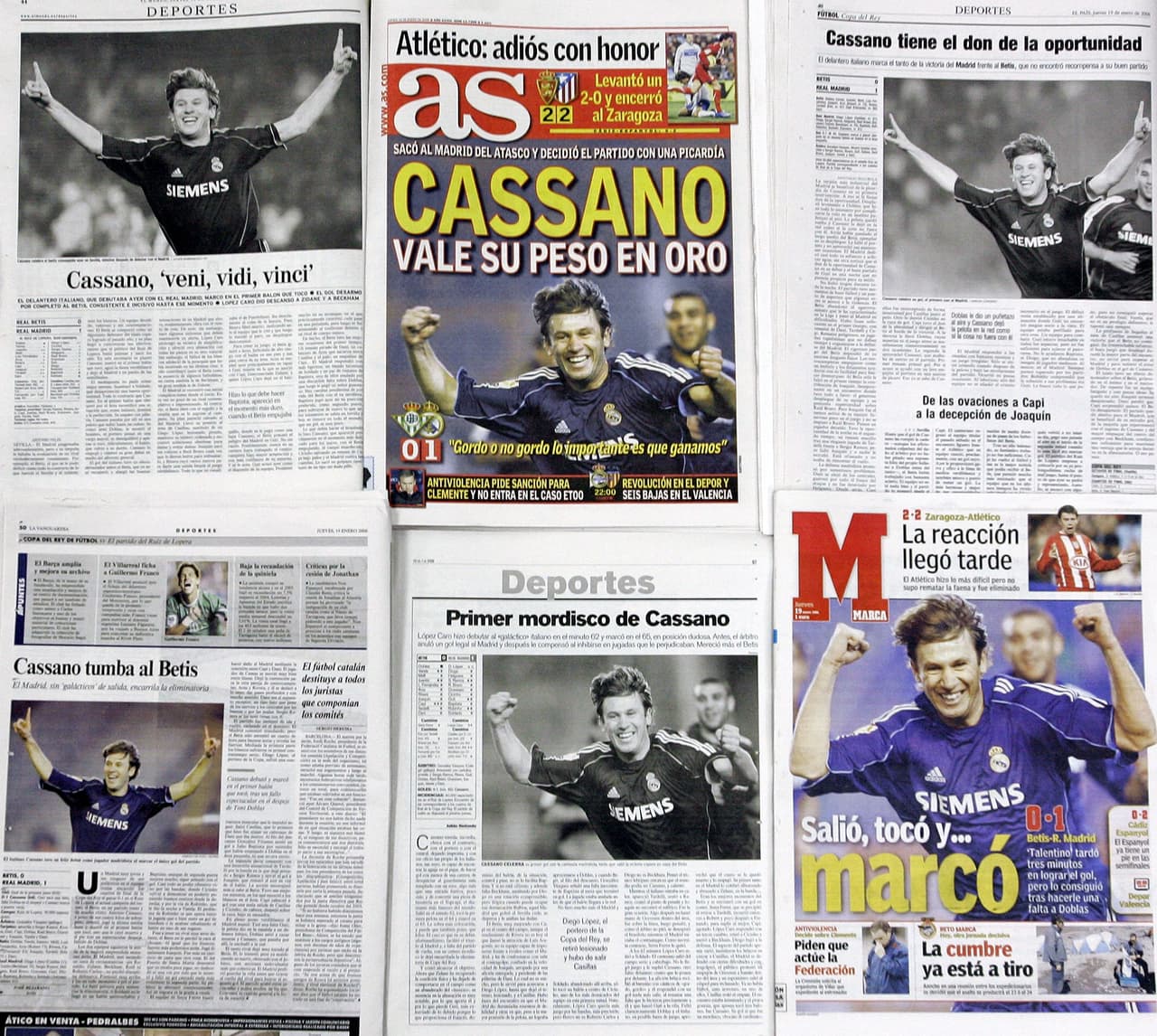 La prensa madrileña aclamaba el partido del italiano y agurdaba expectante a la estrella que emergía.