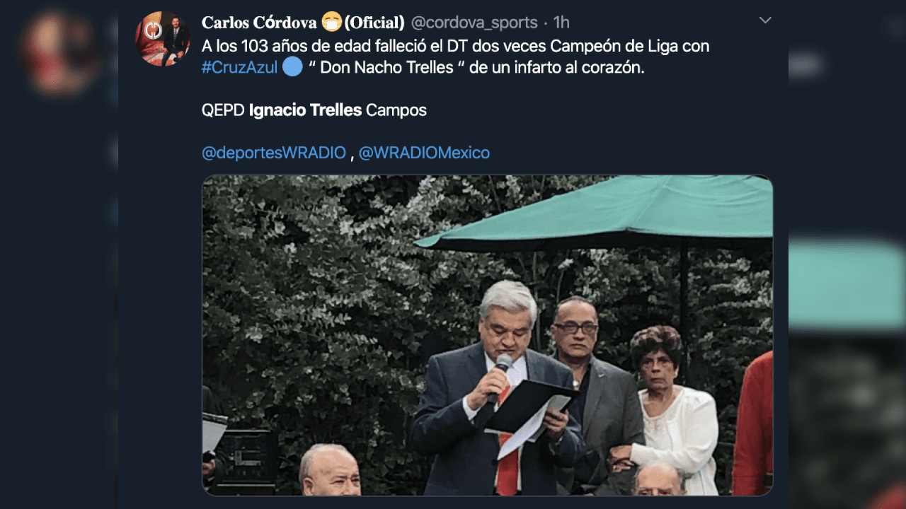 Así reacciona el mundo futbolístico ante el fallecimiento de Ignacio Trelles a sus 103 años.